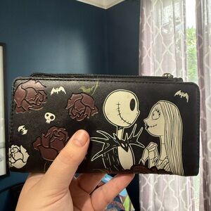 Loungefly nightmare before Christmas Black Wallet with Gothic Cartoon Design
